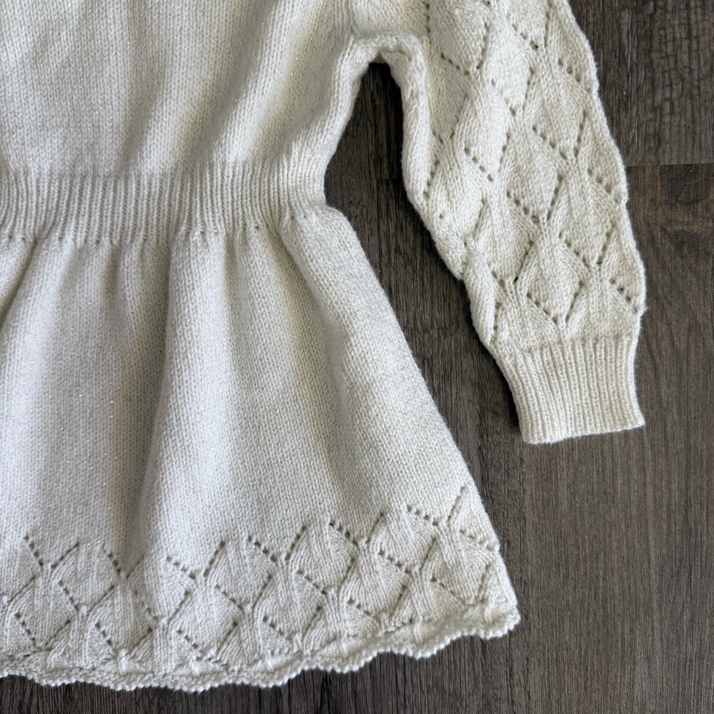Cat & Jack Cream Knit Sweater Dress - Picture 2 of 4
